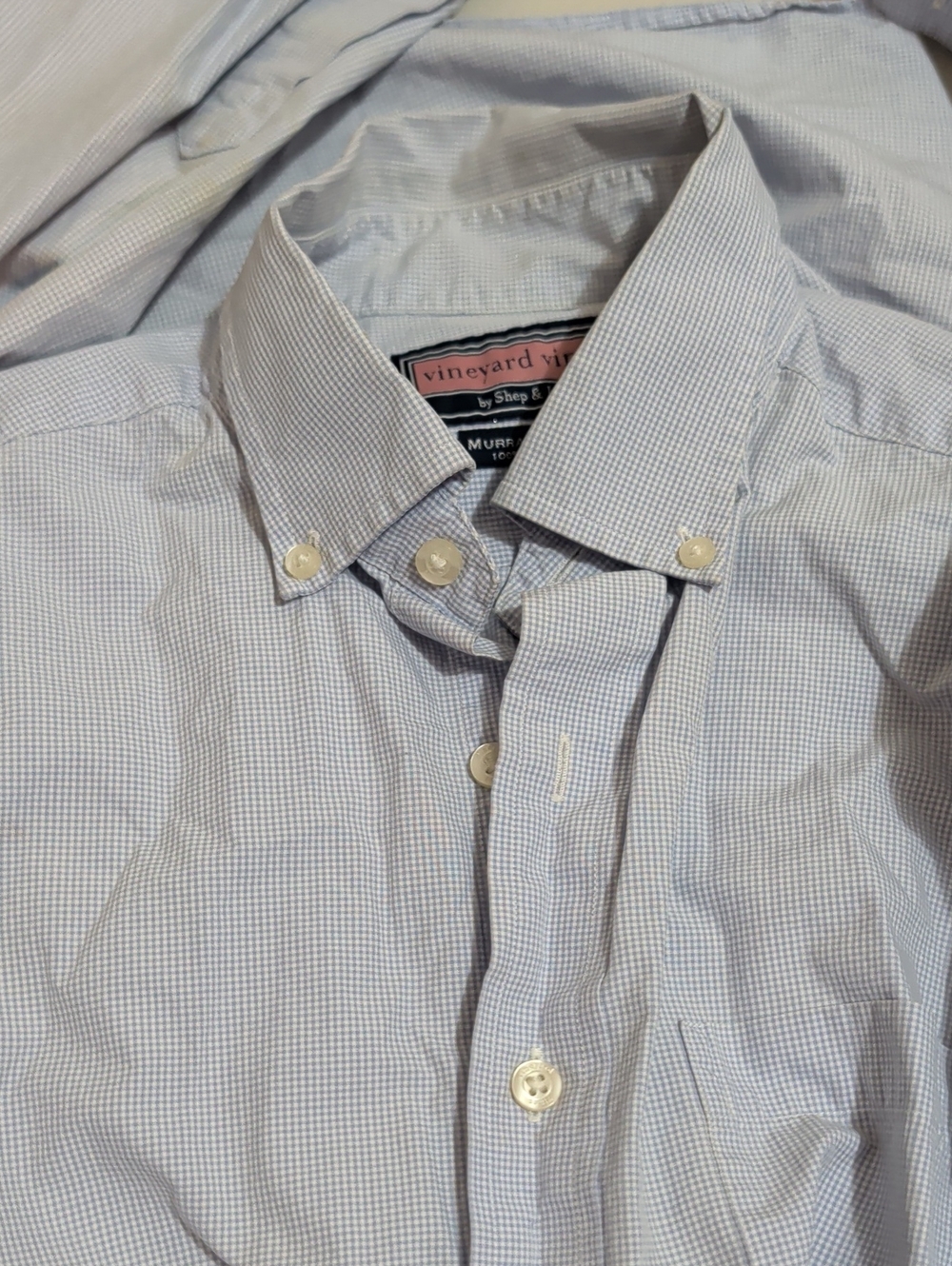 Vineyard Vines Men's Light Blue Micro-Check Button-Down Shirt